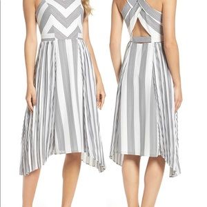 Adelyn Rae Vidette Pleated Stripe Midi Dress
